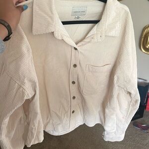 White button up cropped
